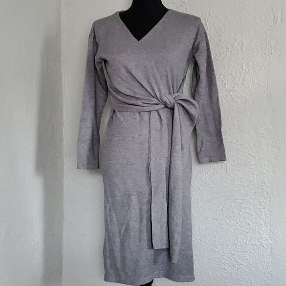 YI Pai | Wool Blend Wrap Dress - Picture 1 of 7